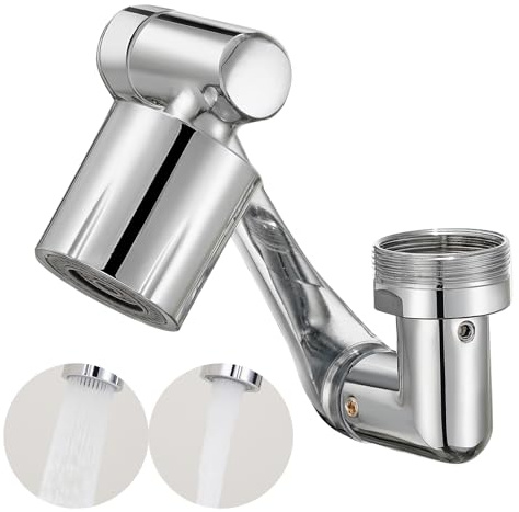 FTINFX Rallonge de robinet pivotante à 1080°, 2 types de jet, embout de robinet pivotant avec aérateur, économiseur d'eau pour cuisine et salle de bain (rotatif à 1080 °)