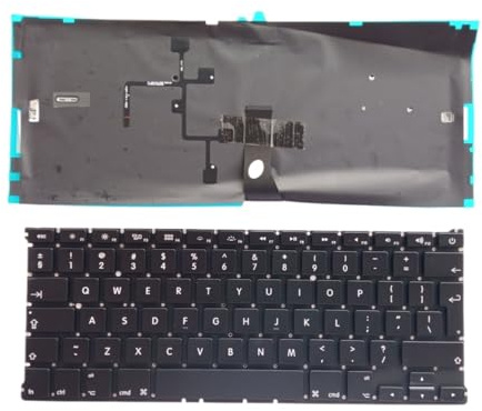 YUNHUOZ US Russisch Spanisch UK Sprache Tastatur mit Hintergrundbeleuchtung für Apple für MacBook Air 13,3 Zoll A1369 A1466 2011 2012 2013 2014 2015 2017 Jahr(UK Backlit)