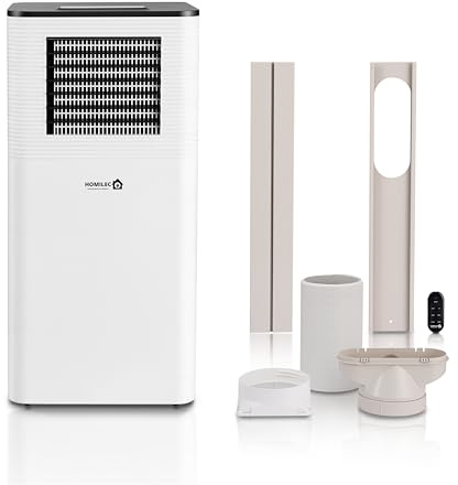 HOMILEC Portable Air Conditioner - 9000 BTUs, 4-in-1 Cooling, Dehumidifying, Fan and Sleep modes, 24 hr Timer, Window Kit, Class A Energy Effcient AC Unit for Office & Home