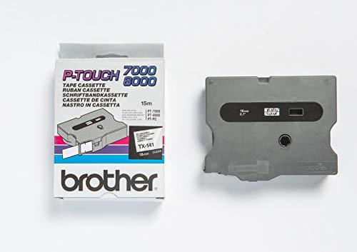 Brother TX-141 Beschriftungsbandkassette, schwarz auf transparent, 18 mm (B) x 15 m (L), laminiert, Brother Genuine Supplies