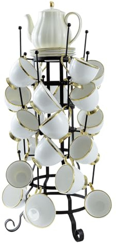 MyGift Vintage Rustic Black Iron Mug/Glass/Cup/Bottle Hanger Hooks Drying Rack Organizer Stand