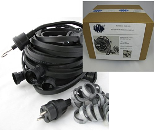IKu ® GmbH Illu Lichterkette 20 M - 20 Fassungen Fertig montierte Lichterkette E 27 - Schwarzes Kabel - Handfertigung …