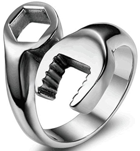Jude Jewelers Stainless Steel Wrench Style Biker Ring Silver