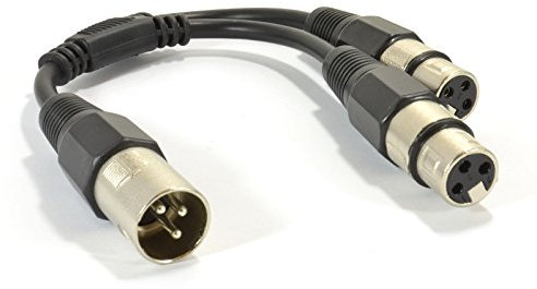 kenable XLR Adapter Plug to 2 x XLR Sockets Splitter/Combiner Cable Lead 25cm [0.25m]