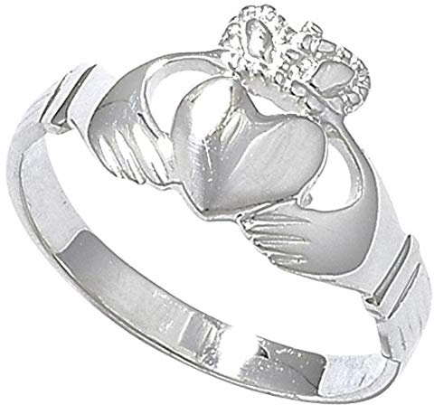 Classic Irish Celtic Claddagh Sterling Silver Band Ring With Cut-Out Heart - Irish Jewellery – Sizes J-R Available