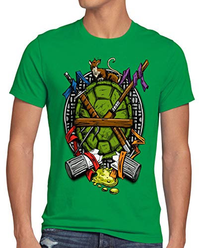 style3 Hero Turtle T-Shirt Herren Turtles Teenage schildkröte Comic Mutant, Größe:M, Farbe:Grün