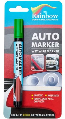 Rainbow Chalk Markers Green 5 mm Tip Car Marker Pen, Window Marker | Fine Ink Marker Pen, 5 mm Bullet Nib, Water Resistant, Wet Wipe Clean, Indoor & Outdoor Use, Solvent Free