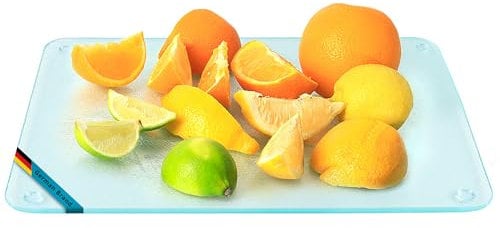 getgastro Schneidebrett Glas 50x40, rutschfest mit Füße, Glasschneidebrett ohne Mikroplastik, hygienisches Küchen-brett, kratzfeste & hitzebeständige Oberfläche