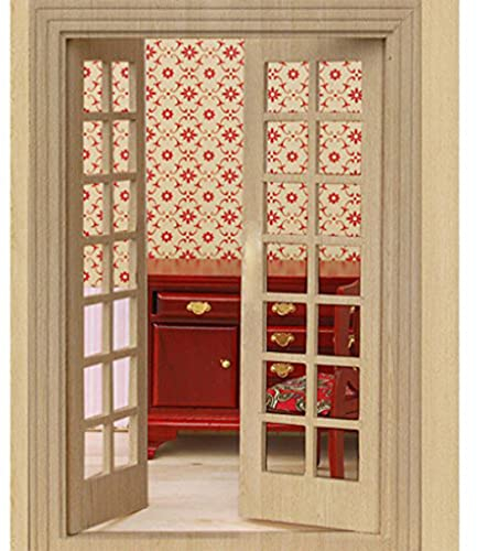 WINOMO 1:12 Puppenhaus-Möbel, hölzerne Außentür, 28 Panel