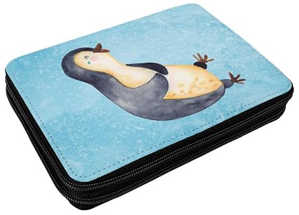 Mr. & Mrs. Panda Federmappe Pinguin Lachen - Geschenk, LOL, Optimismus, Büro Stifte Etui, Freude, Grundschule, Federmappe Einschulung, Stiftetasche,