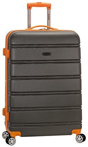 Rockland Melbourne Hardside Expandable Spinner Wheel Luggage, Charcoal, Checked-Large 28-Inch