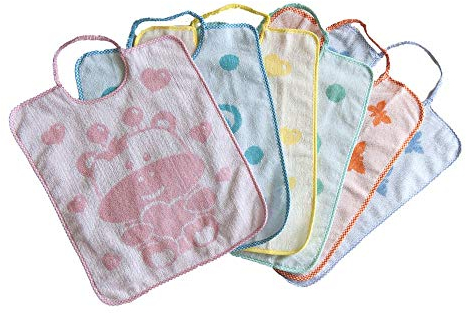 Bubabù Bav021/6 Dumbo - Bavaglino elastico, Cotone, Colori Assortiti, 31 x 38 cm, Confezione da 6