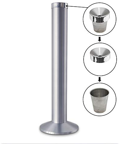 Aschenbecher Säule 81x25 cm, ALU, Marke: Szagato, Marke Szagato Made in Germany (Industrie Standaschenbecher modern Design Aschenbecher groß stehend aus ALU für innen und außen outdoor)