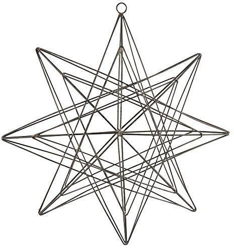 IB Laursen - Dekostern, dreidimensional - Stern - Eisen - B4,5 x H28 x L28 cm - Modern - grau metallic - Hängender Schmuck - Hochzeit - Weihnachten