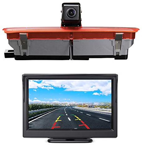Misayaee HD Dritte Dach Top Mount Bremsleuchte Kamera Bremslicht Rückfahrkamera für FIAT/für Doblo (2010-2019)/für Opel/für Combo(2011-2019)+4.3 Zoll DVD Monitor TFT Bildschirm LKW KFZ LCD Display