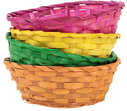 SIDCO Bastkorb 4x Osterkörbchen Brotkorb Füllkorb Osternest Körbchen Bastkörbchen bunt
