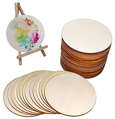 Wohlstand 25Pcs Runde Naturholzscheiben,100mm Unvollendete Runde Holzscheibe für DIY Handwerk Hochzeit Mittelstücke Dekoration Handwerke Basteln Bemalen Scrapbook Untersetzer