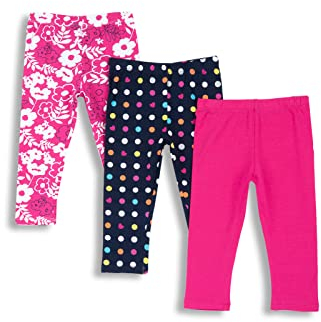 Chicco Pack leggings capri de algòdon, Pantalones deportivos Niñas, Fucsia, 18 meses (pack de 3)