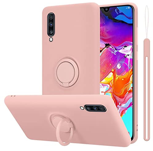 Cadorabo Hülle kompatibel mit Samsung Galaxy A70 A70s Schutzhülle TPU Silikon Case Liquid Design mit Ring Slim Kratzfest Liquidsilikon Microfaser Case Hülle für Galaxy A70 A70s in Rosa