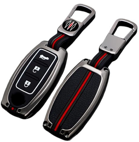 Happyit Alliage de Zinc + Cas de Couvercle de Clé de Voiture en Silicone Convient pour Nissan Qashqai Juke J10 J11 X-Trail T31 T32 Coups de Pied Tiida Pathfinder Infiniti Q50 (B, Couleur Mate)