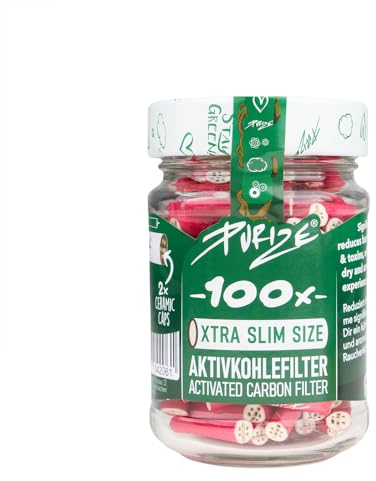 PURIZE® Glas I 100 XTRA Slim Size Aktivkohlefilter Pink