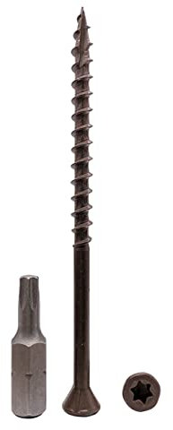 (Pack of 50 pcs) Brown Anti-corrosion Finish 4.2 x 75 mm Timber Decking Screws, Wood Screws, Torx Head, Type 17, Countersunk Head, Exterior Screw (50, 4.2 x 75 mm)