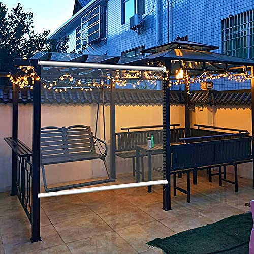 OuPai Roller Blinds Clear Roller Shade for Exterior Window Doors, Outdoor Patio Gazebo Pergola Transparent Roll Up Window Blinds,For Terraces, Pavilions, Terraces, Windbreaks, Outdoor Areas All Inst