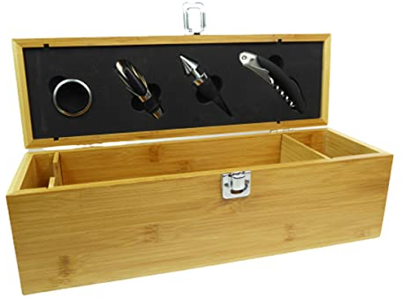 Caja Bambu 1 botella juego de vino casa cocina