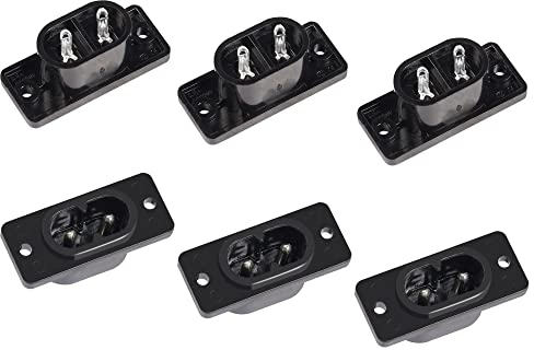 PNGKNYOCN IEC320 C8 2-poliger Stecker Steckdosenstecker AC 250 V 2,5 A Schraubmontageadapter (6er-Pack)