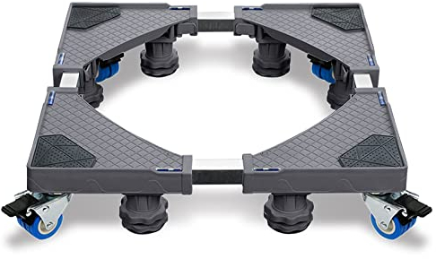 Aufun Waschmaschinen Untergestell Waschmaschine Füße Sockel mit Multifunktionaler und Verstellbarer Möbelträger mit Rollen für Trockner, Waschmaschine und Kühlschrank(44-75cm)- 8Füße + 4Räder