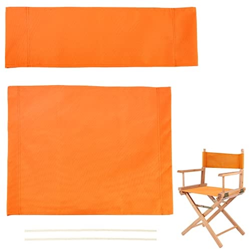 AHANDMAKER 1 Set Stuhl-Ersatzleinwand, Orange Casual Director Chair Cover Kit Ersatzsitz Und Rückenlehne Aus Segeltuch Mit Holzstäbchen, Leicht Zu Reinigen Für Director Makeup Chair, 47.5x38.5/52x17cm