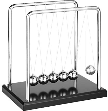 Syfunlv Pendule de Newton, Boule d'équilibre du Berceau de Newton, Physique Science Métal Jeux de Bureau Décoration de Bureau Jeux de Jouets Accessoires pour décoration de Bureau. (18 x 14.5 x 17 cm)