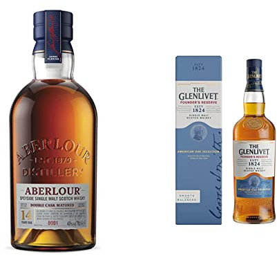 Aberlour Whisky 14 ans Highland Single Malt Scotch 40%, 70cl & The Glenlivet Founder's Reserve Scotch Whisky, Whisky Ecossais, 70 cl