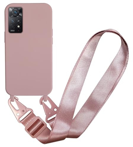 MBSLFY Handyhülle kompatibel mit Xiaomi Redmi Note 11 Pro 5G Hülle mit Band,Silikon Necklace Handyhülle mit Abnehmbar Kordel Umhängen Stossfest Handy Schutzhülle für Redmi Note 12 Pro 4G, Hell Pink