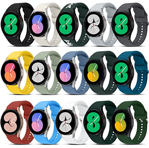 15 Piezas Correa Deportiva para Samsung Galaxy Watch 7 6 5 4 FE 44mm 40mm/6&4 Classic 47mm 46mm 43mm 42mm/5Pro 45mm Band Hombres Mujeres,20mm Pulsera Silicona Ajustable para Galaxy Watch 7 6 5 4 Band