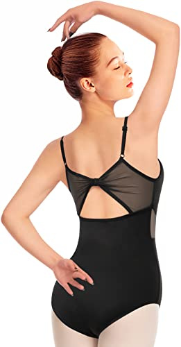 Mulnall Women's Dance Leotards Camisole Ballet Wear Adjustable Straps,Mesh Panel,Hollow Back(UK23905-06-S)
