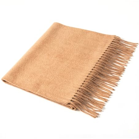 Villand Sciarpa in Cashmere Puro al 100% con Bordi Frangiati, Ampio Scialle in Cashmere Ultra Morbido per Donne e Uomini (Cammello)