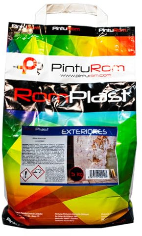 Emplaste para paredes RomPlast Exteriores en polvo. Hormigón, Tabiques de ladrillo, Piedra. (5 Kg.)