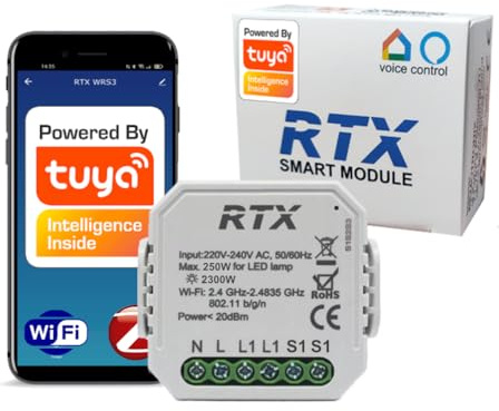RTX WiFi Steckdosenschalter-Relais Tuya Smart (Mobile-App, Google Assistant, Amazon Alexa)