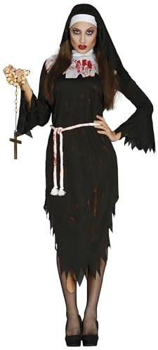 FIESTAS GUIRCA Blutiges Nonnen-Kostüm für Halloween schwarz-Weiss-rot - Schwarz