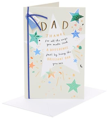 UK Greetings Birthday Card for Dad | Multiple Stars Design | With Envelope | Happy Birthday Gifts | Greeting Card | Him/Boys/Men | 155 x 235 mm