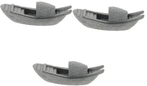 FRCOLOR 3pcs Aquarium Cave Boat Model Decor Simulation Stone Boat Nautical Garden Decoration