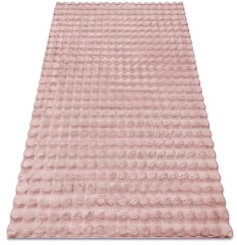 rugsx Tapis Bubble Imitation Fourrure de Lapin 3D, pour Chambre d'enfant, Salon, Chambre à Coucher, très épais, structuré, Rose Poudre 160x220 cm