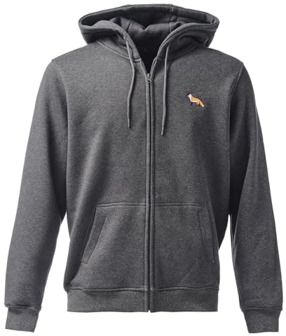 Baddery Jacke für Herren & Damen - Fuchs - Streetwear Zip-Hoodie - Sportjacke Männer - Outdoor Wander Kleidung (BY012 Zip Charcoal 3XL)