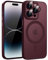 KPPIT for iPhone 14 Pro max case Compatible with MagSafe,Translucent Matte Back Camera Lens Full Protection Slim Shockproof Phone Cover,Magnetic Case for iPhone 14 Pro max 6.7-Plum Red