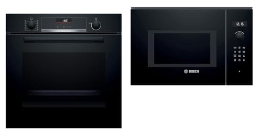 Bosch Serie 6 HBA5360B0 - Horno multifunción, 60 cm, 3400 W, Autolimpiable & Serie 6 BEL554MB0 - Microondas integrable, 382 x 594 x 388 mm, Potencia 900 W