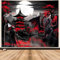 Anime-Samurai-Wandteppich, kühles Rot und Schwarz, mittelalterlicher Fantasy-Drachen-Wandteppich, Wandbehang für Männer, Bergwald, Natur, Sonnenuntergang, dunkles Asien, japanischer Wandteppich,