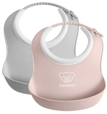 BabyBjörn Kleines Lätzchen, 2er-pack, Grau/Blassrosa