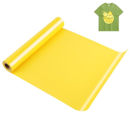 KEWUZY Plotterfolie Textil Gelb, 30.5cm × 5m Heat Transfer Vinyl Flexfolie Rollen, Transferfolie Plotter Flexfolie für Eisen Heiße Presse, T-Shirts & Mehr Stoffen, DIY Muster