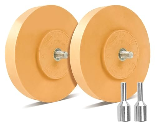 FUWIND Aufkleber-Entferner, Radiergummi, Klebstoffentferner mit Adapter, 2 StüCk, 4-Gummi-Radiergummi für Bohrer, Entfernt Auto-Vinyl